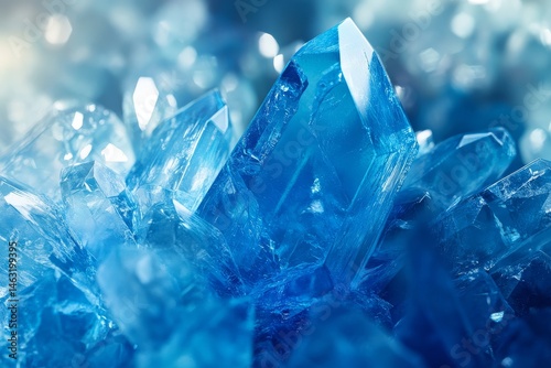 
Blockchain contract visualization through crystalline structures, trust blue hues, secure digital agreements, and technology concept. photo