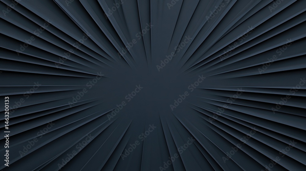 Obraz premium Dark geometric pattern with sharp, radiating lines converging towards the center, creating a dynamic, abstract visual effect.