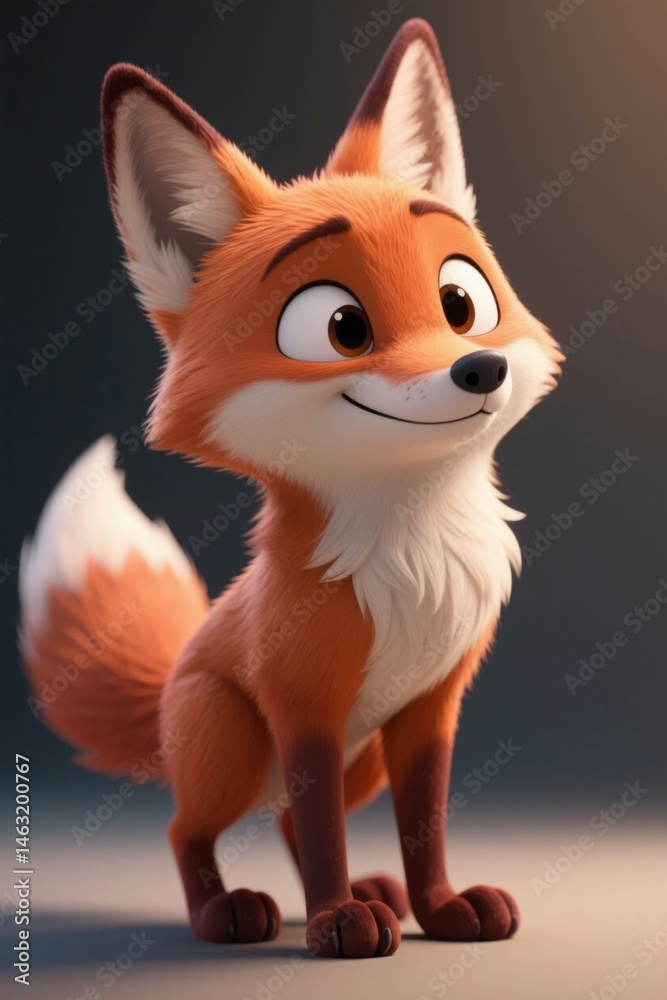 Obraz premium a close up of a cartoon fox with a big smile