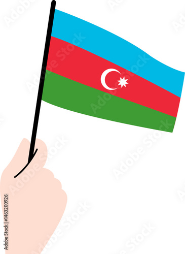 Woman's hand holding the Azerbaijan flag
