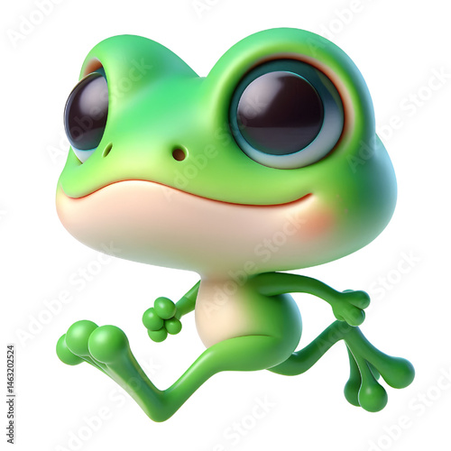Cute 3d frog isolated on white background