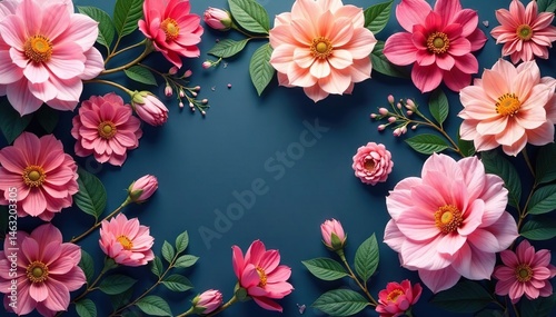 Soft, interwoven blossoms, continuous floral motif, art, delicate