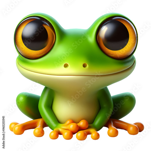 Cute 3d frog isolated on white background