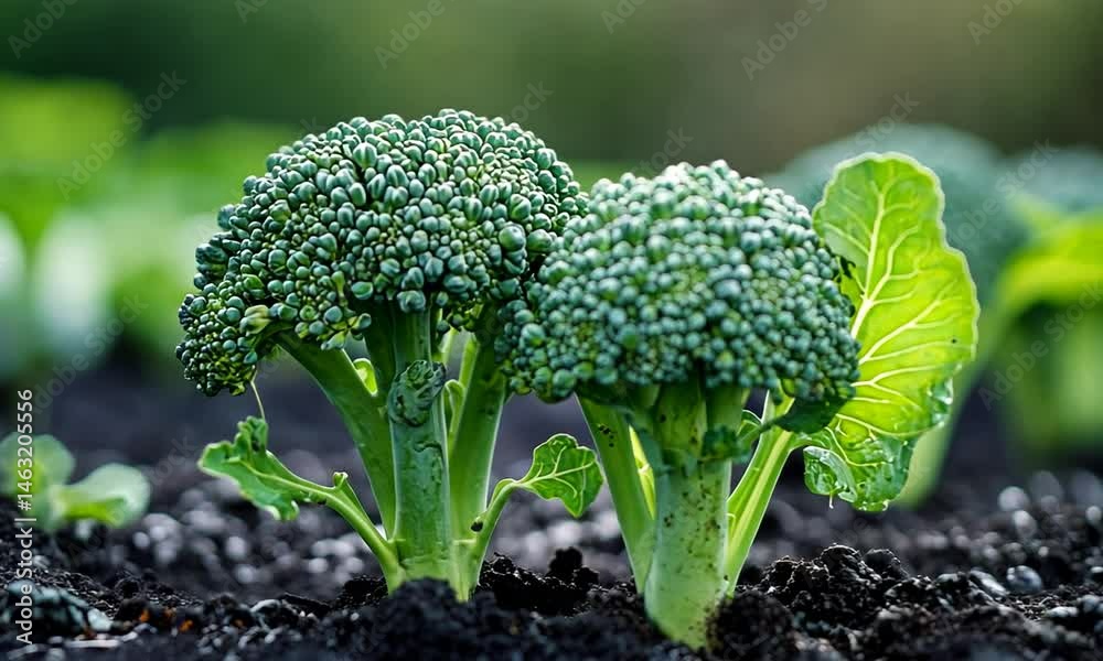 custom made wallpaper toronto digitalLush green broccoli plants thriving in a fertile garden, showcasing vibrant growth and health