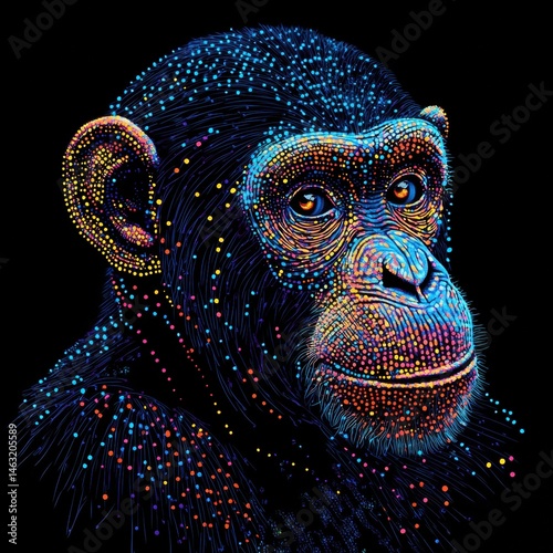 Pixel style orangutan portrait photo
