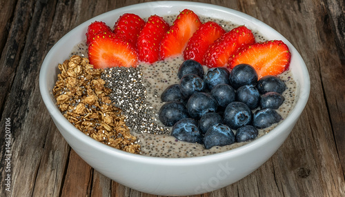 Healthy Chia Pudding Parfait with Strawberries and Blueberries