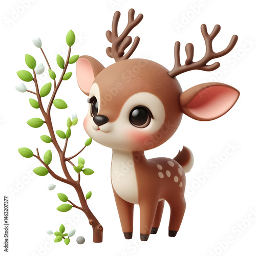 Cute 3d Deer isolated on white background
