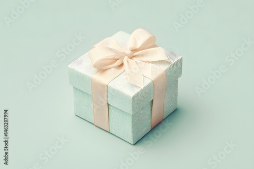 Gift's Delight: A beautifully presented gift box, adorned with a delicate ribbon, rests elegantly, symbolizing generosity and special occasion.