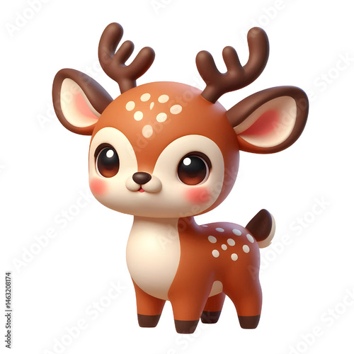 Cute 3d Deer isolated on white background