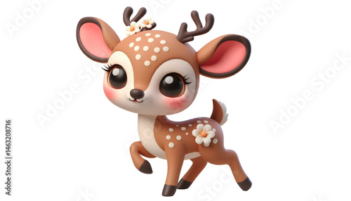 Cute 3d Deer isolated on white background