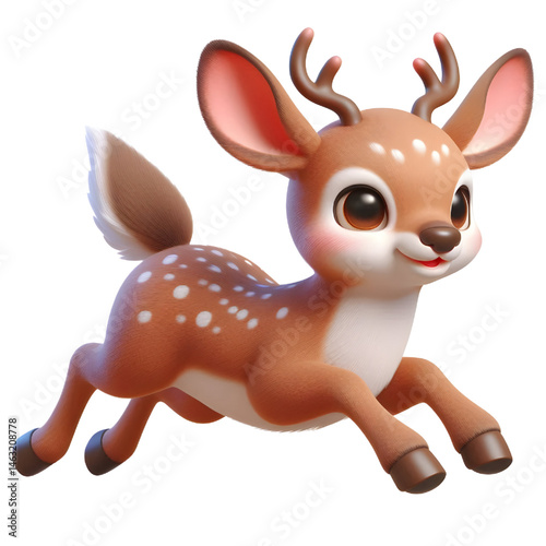 Cute 3d Deer isolated on white background