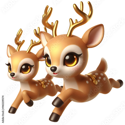 Cute 3d Deer isolated on white background