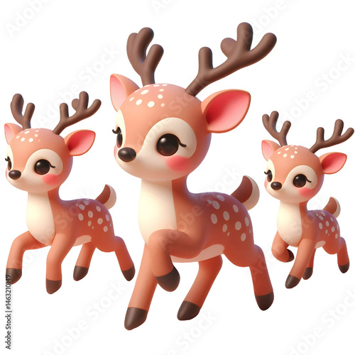 Cute 3d Deer isolated on white background