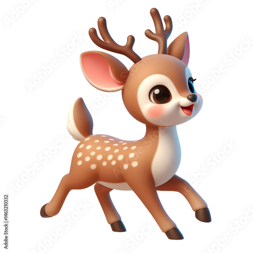Cute 3d Deer isolated on white background