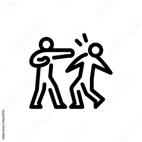 punch outline icon. figure fighting line art illustration.