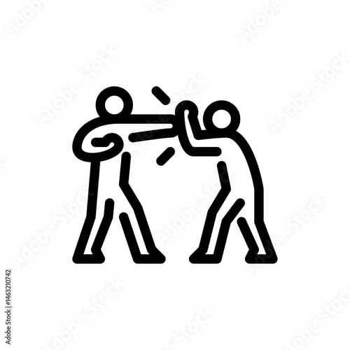 fight outline icon. figure fighting line art illustration.