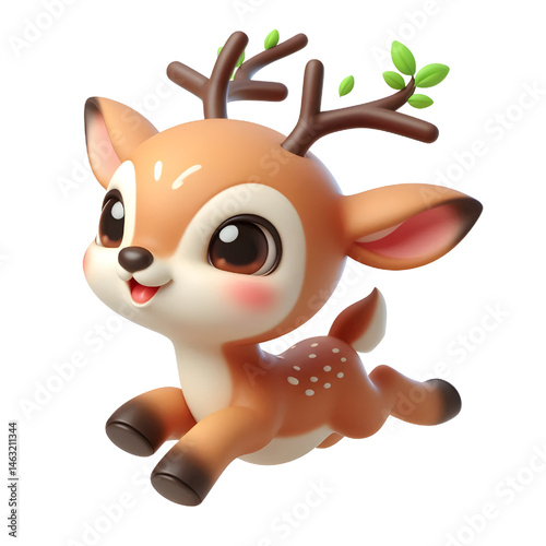 Cute 3d Deer isolated on white background