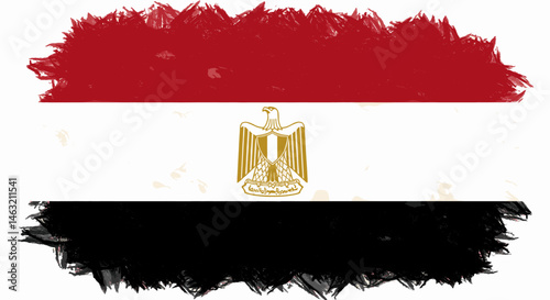 A showcase of creative versions of the Egyptian flag, featuring brushstroke effects and unique textures while retaining the iconic emblem.