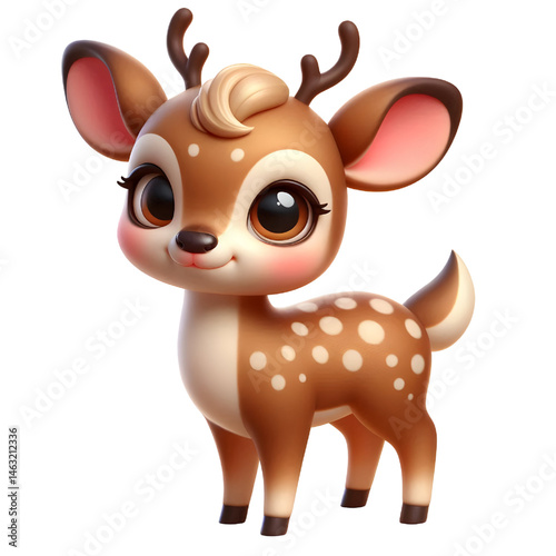 Cute 3d Deer isolated on white background