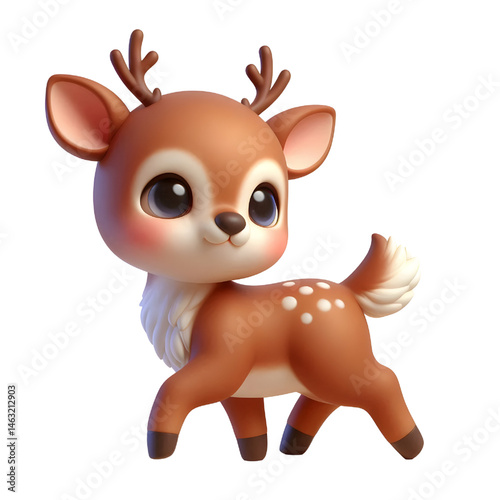 Cute 3d Deer isolated on white background