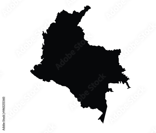 Columbia silhouette. This image shows the black outline of the country of Columbia, also known as Colombia, in a simple design. Vector clipart illustration design.