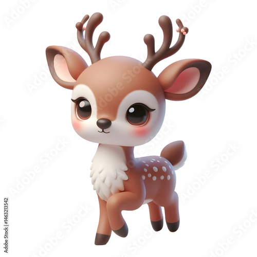 Cute 3d Deer isolated on white background