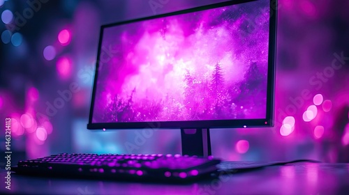 Pink Nebula Gaming Setup.