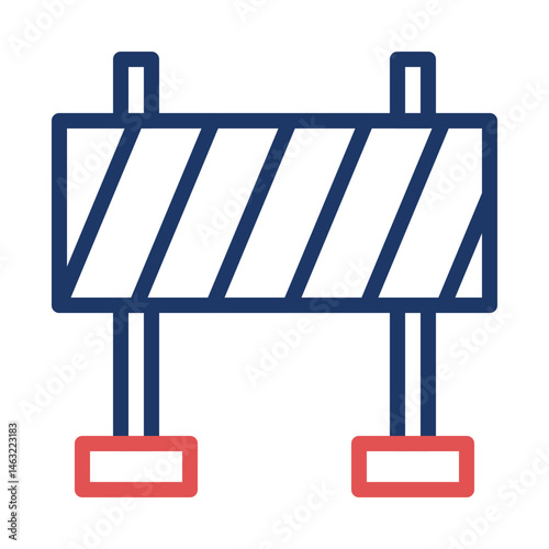 Iconic representation of barrier with bold lines indicating prohibition and safety