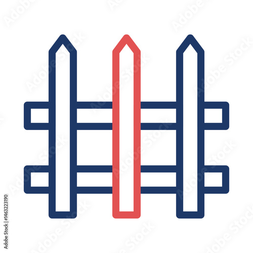 Stylized fence illustration with unique element, symbolizing difference and separation