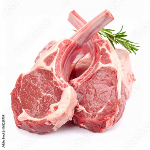 Raw Lamb Chops with Clipping Path on White
