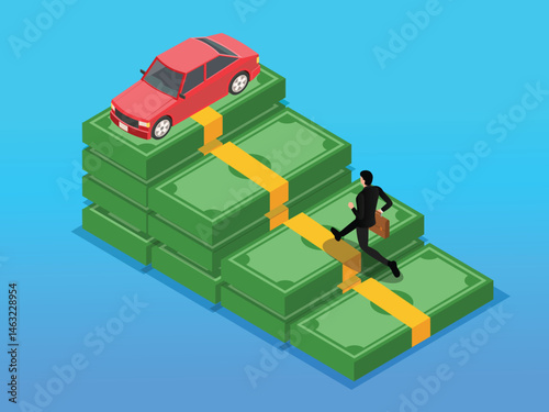The Cost of Car Ownership Isometric Illustration