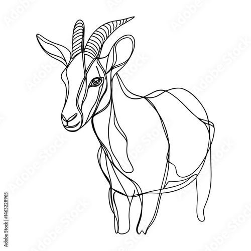 This wild goat vector illustration depicts a horned mammal, a nature silhouette perfect as an animal drawing