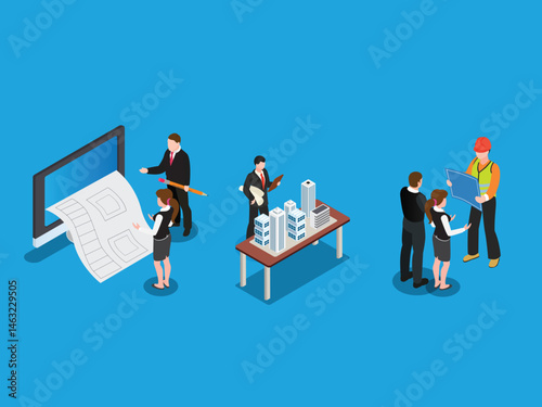 Architectural Design and Urban Planning Isometric Illustration