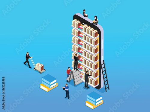 Digital Library and Online Learning Platform Concept