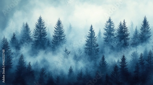 Misty forest landscape