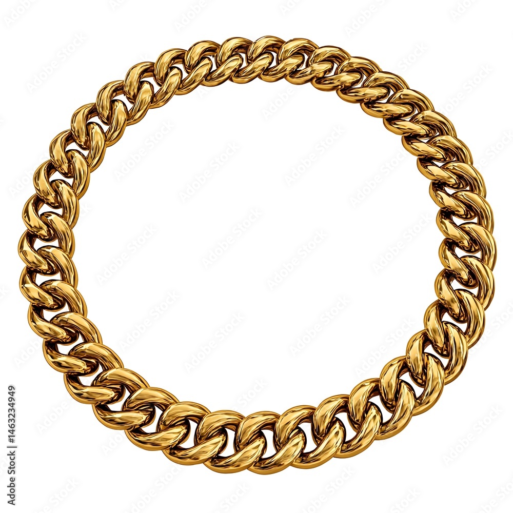 Obraz premium Elevate Style with a Glossy Brass Collar Necklace Featuring Bold Curb Link Texture, Elegant Clasp