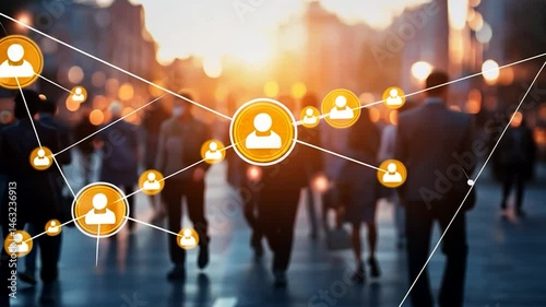 Urban network of people connected digitally