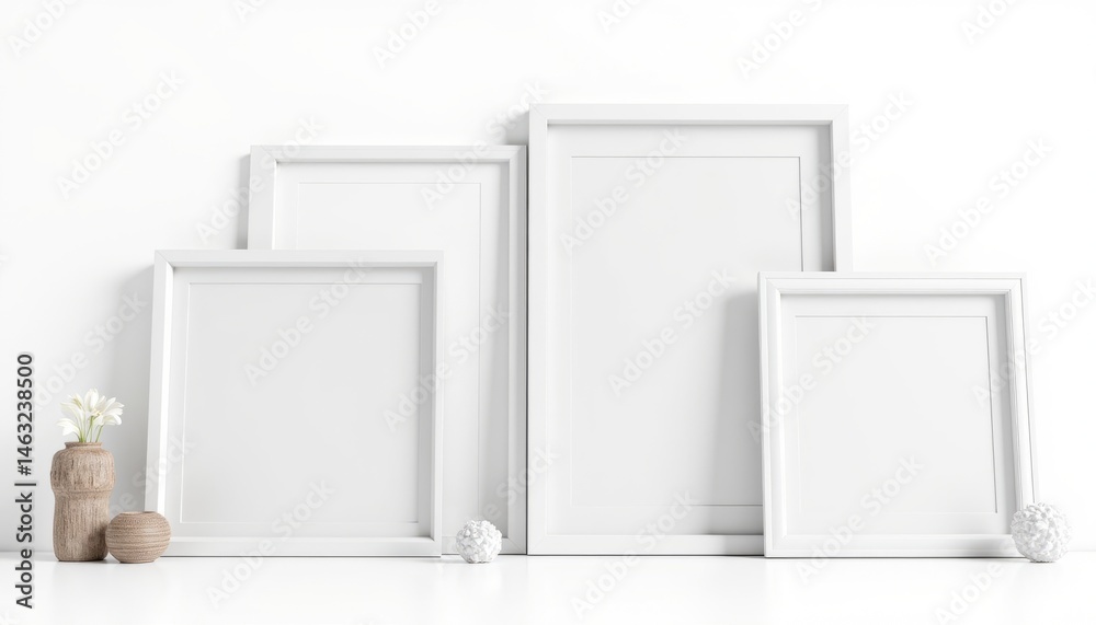 White frames are displayed on a white background White frames are displayed on a white background
