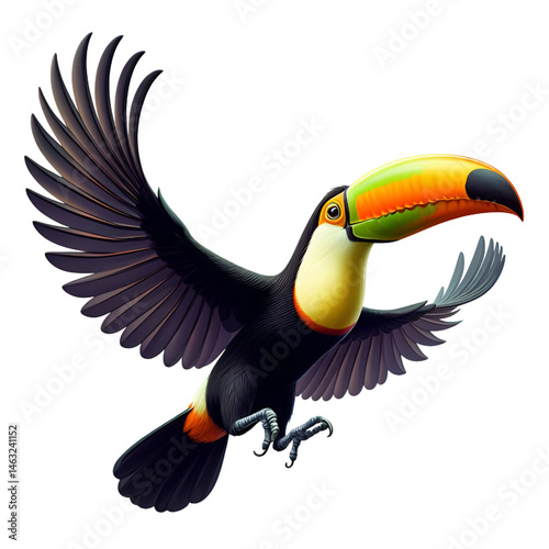 Cute 3D toucan isolated on white background