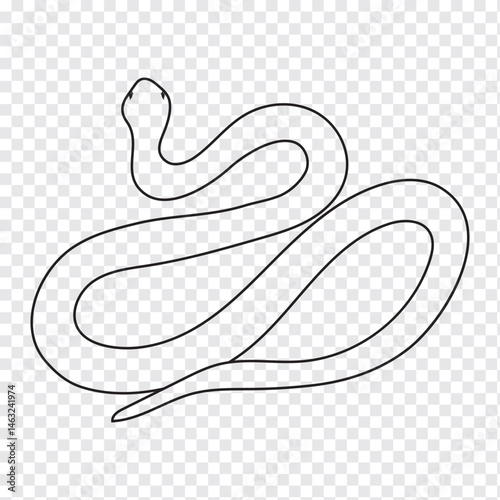 Black and white snake icon. Isolated symbol or icon snake on white background. Abstract sign snake. Vector illustration.