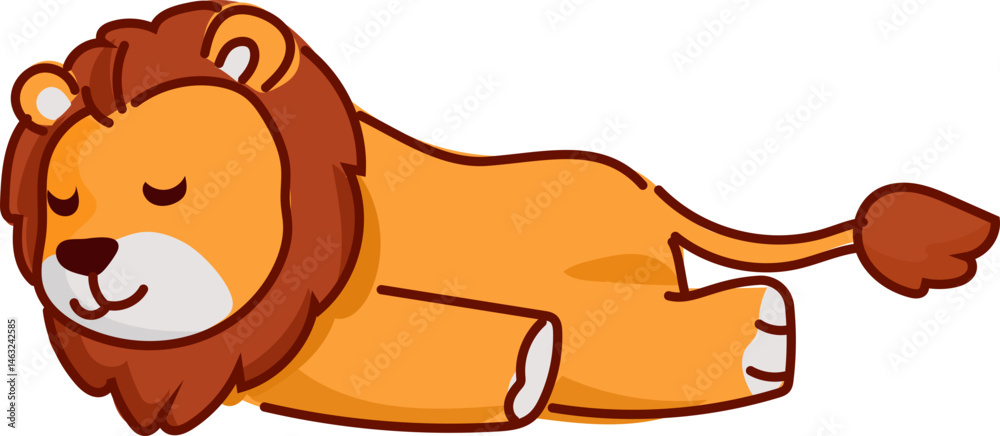 Obraz premium Lion laying down cute cartoon lion vector illustration