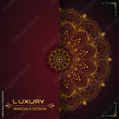 Traditional mandala with luxury ornamental shape | Floral template for card, cover, business, packaging, greeting, decoration | Creative mandala with blood red colour