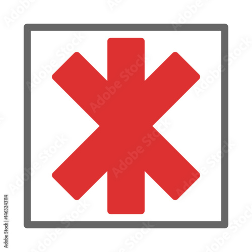 Simplified graphic representation of a medical aid symbol in red and white