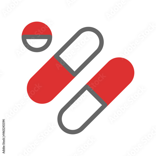 Stylized illustration of pharmaceutical capsules and a circular tablet form