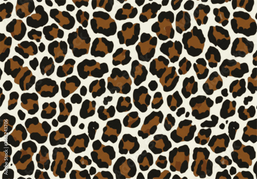 Seamless leopard fur pattern. Fashionable wild leopard print background. Modern panther animal fabric textile print design. Stylish vector color illustration. 