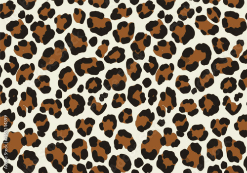 Seamless leopard fur pattern. Fashionable wild leopard print background. Modern panther animal fabric textile print design. Stylish vector color illustration. 