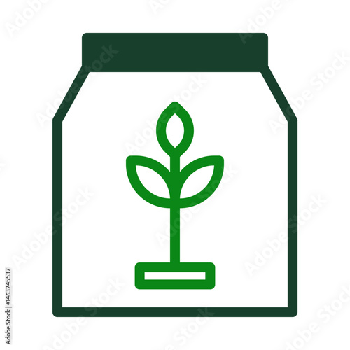 Minimalist sprout symbol within a stylized container, advocating growth and sustainability