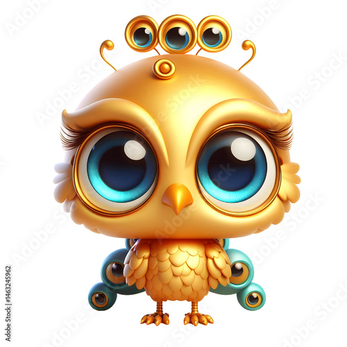 Cute 3d peacock isolated on white background