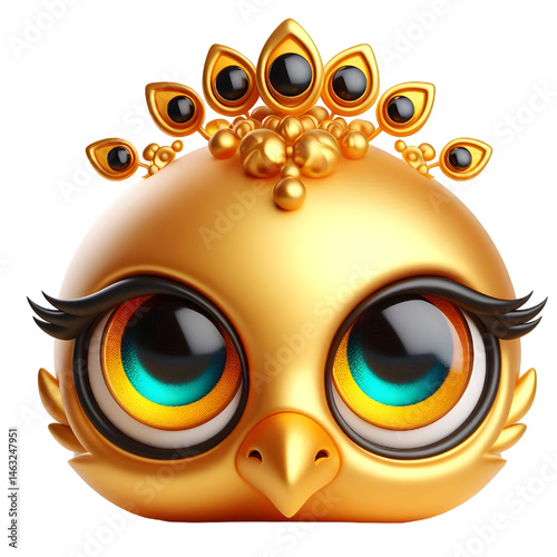 Cute 3d peacock isolated on white background