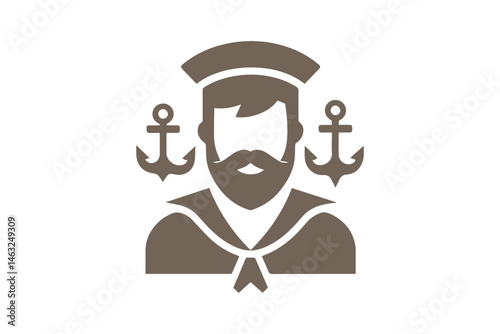 Sailor man silhouette. Ship captain icon. Vector illustration.